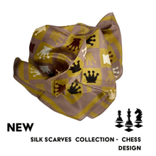 Load image into Gallery viewer, SILK SCARVES - BROWN & GOLD