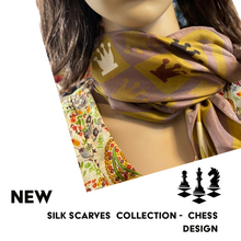 Load image into Gallery viewer, SILK SCARVES - BROWN & GOLD